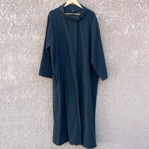 Eileen Fisher 100% Wool Coat Women's Large Long Gray Jacket‎ w Pockets, Academia